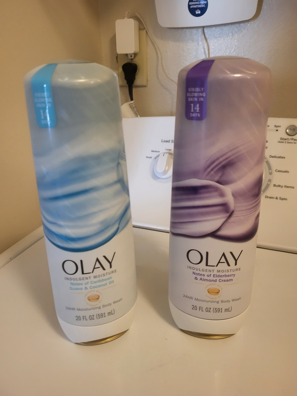 OLAY Body Wash Duo with Blue & Purple Swirl Bottles